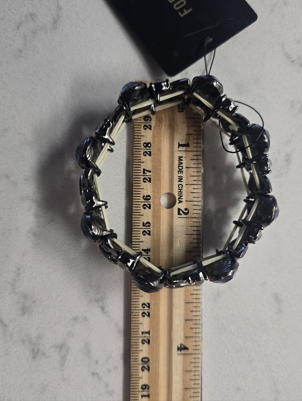 New W/ Tags Elegant Navy Gray Crystal Stretch Bracelet Jewelry Forever 21 - Picture 3 of 3